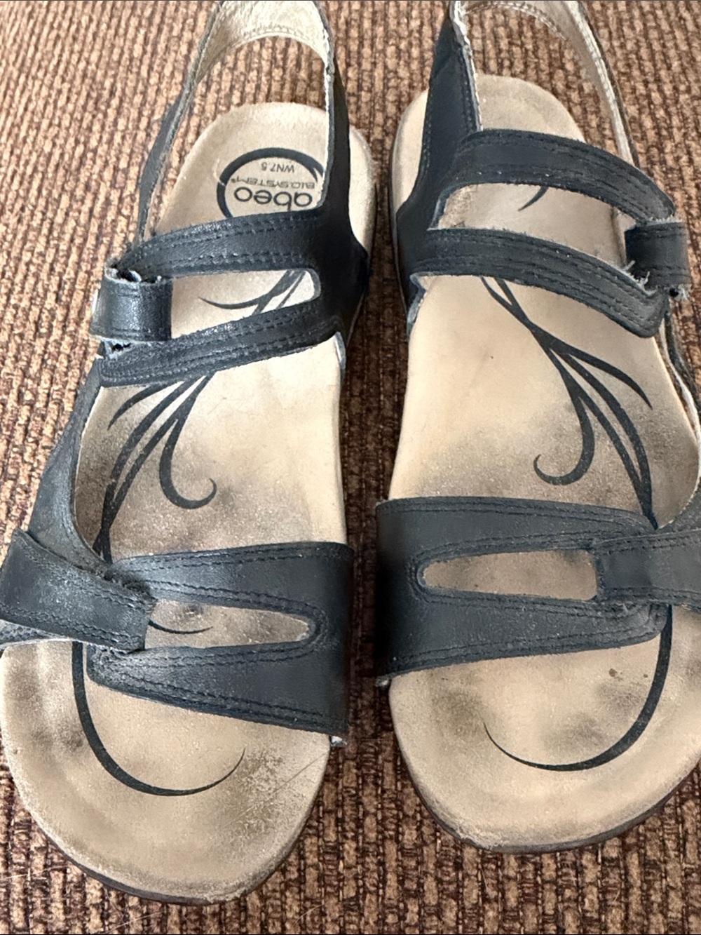Dansko Black Triple-Strap Leather Sandals